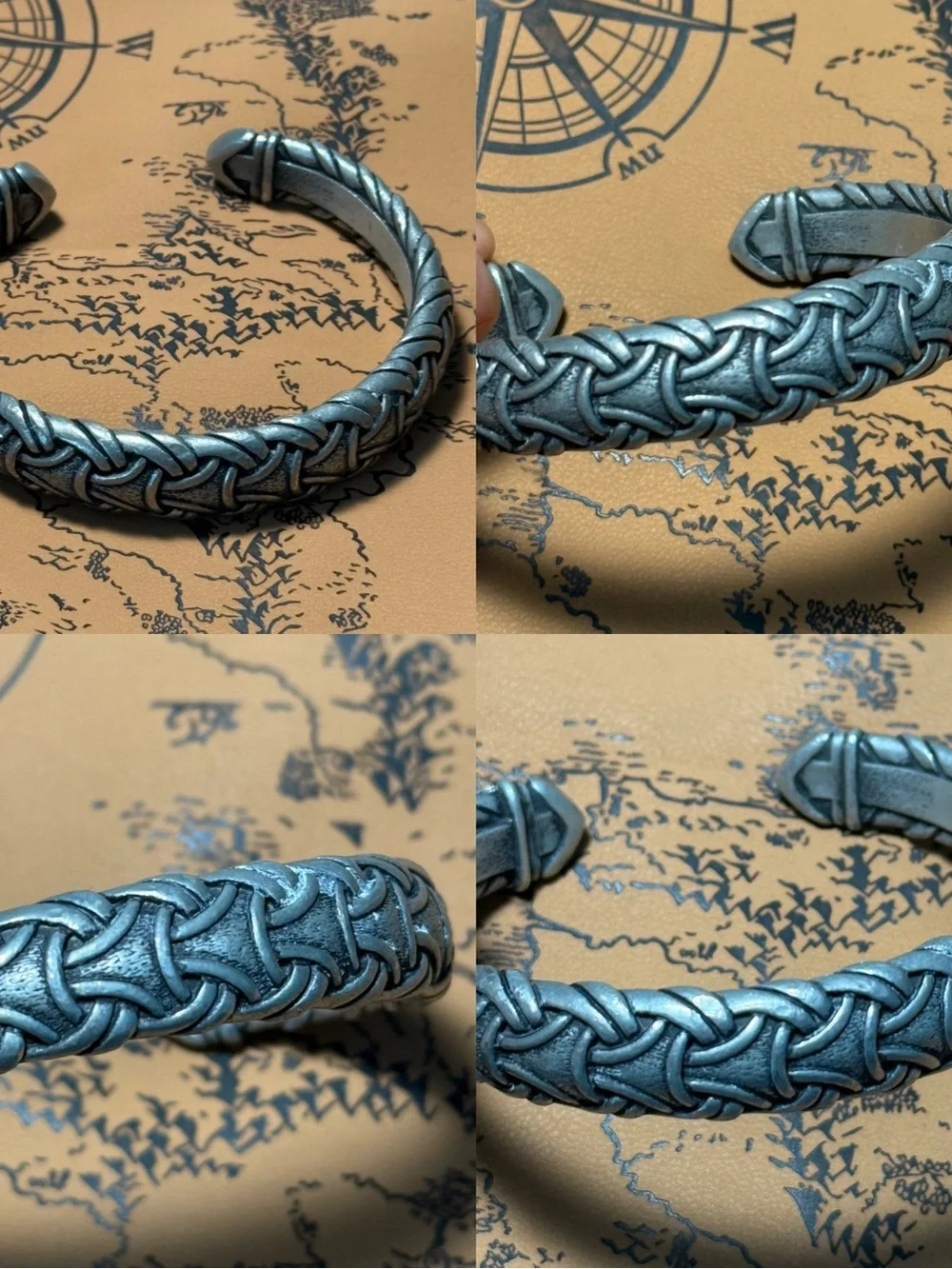 Viking Arm Ring Metal Cuff Bracelet for Men - Silver